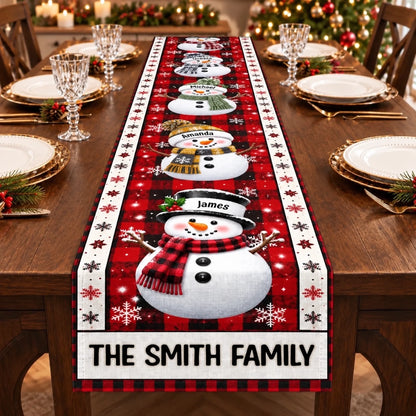 Snowman Family Christmas Table Runner