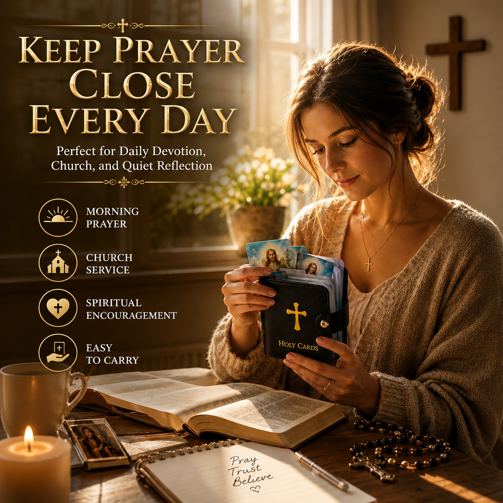 ✝️ Catholic Holy Card Binder – Portable Prayer Card Organizer & Devotional Keepsake Holder